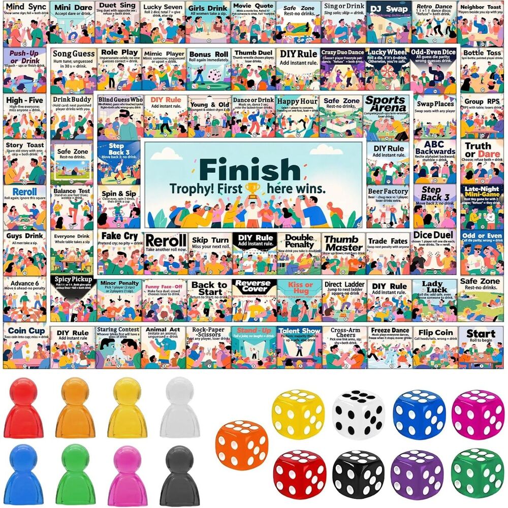 Adult Drinking Game- Giant Waterproof Challenge Mat Party Ages 21+